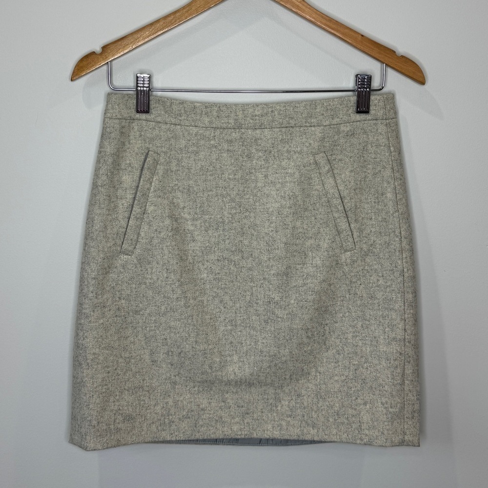 J. Crew Silver Wool Blend Mini Skirt (Size 0)